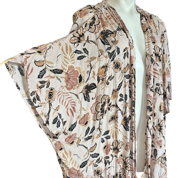 Maurices Floral Kimono Robe One Size New Pink Peach - Picture 3 of 9